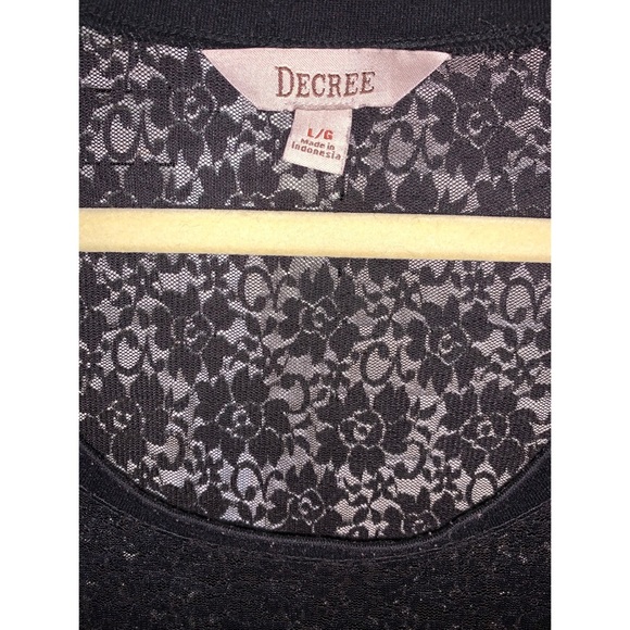 Decree Soft Black Lace Tee / bathing suit cover up - Picture 3 of 3